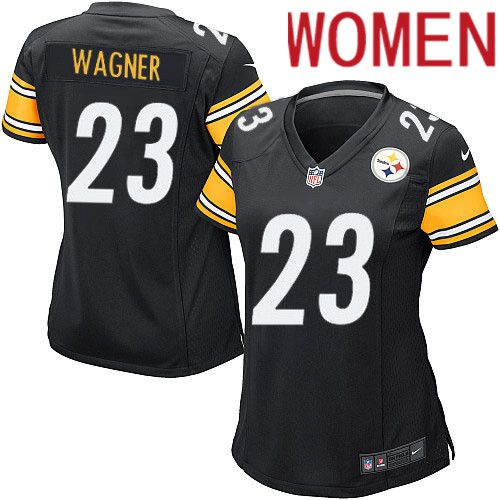 Women Pittsburgh Steelers #23 Mike Wagner Nike Black Game Player NFL Jersey
